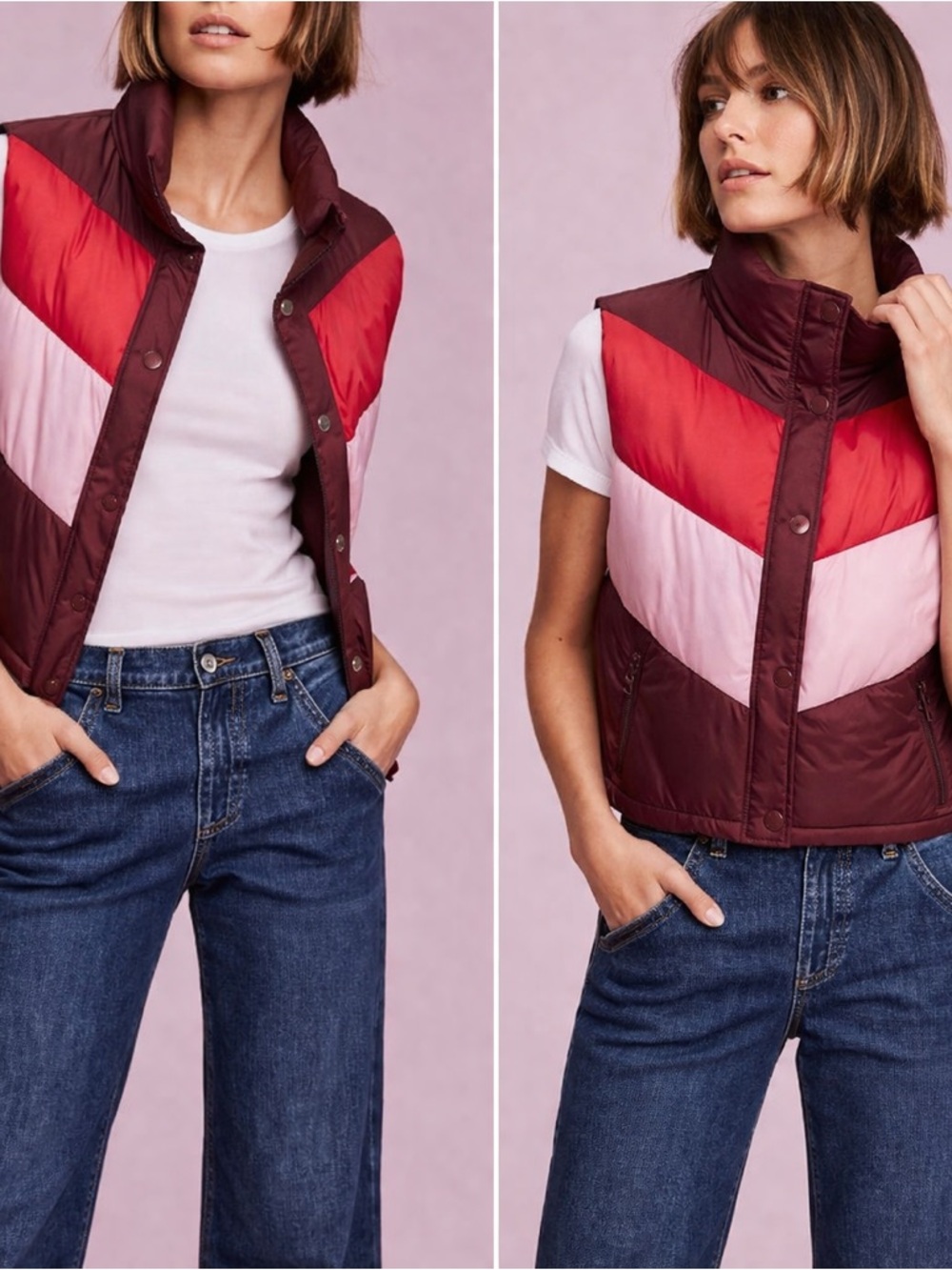 Old Navy Women's Vest in Burgundy and Pink 06-0223